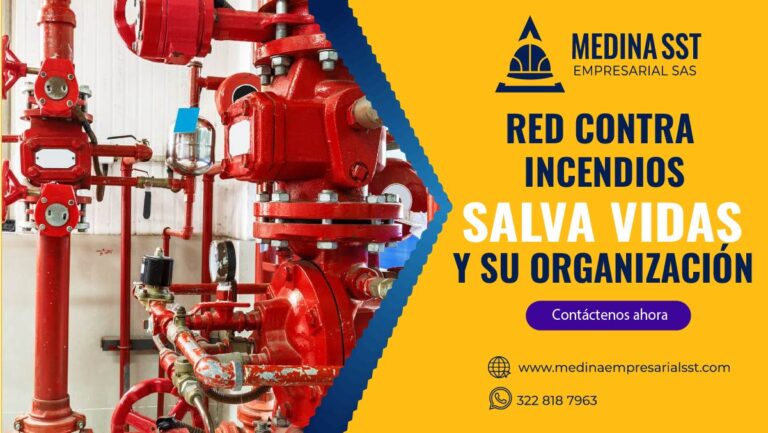 Red contra incendios instalada para prevenir emergencias en edificaciones empresariales.