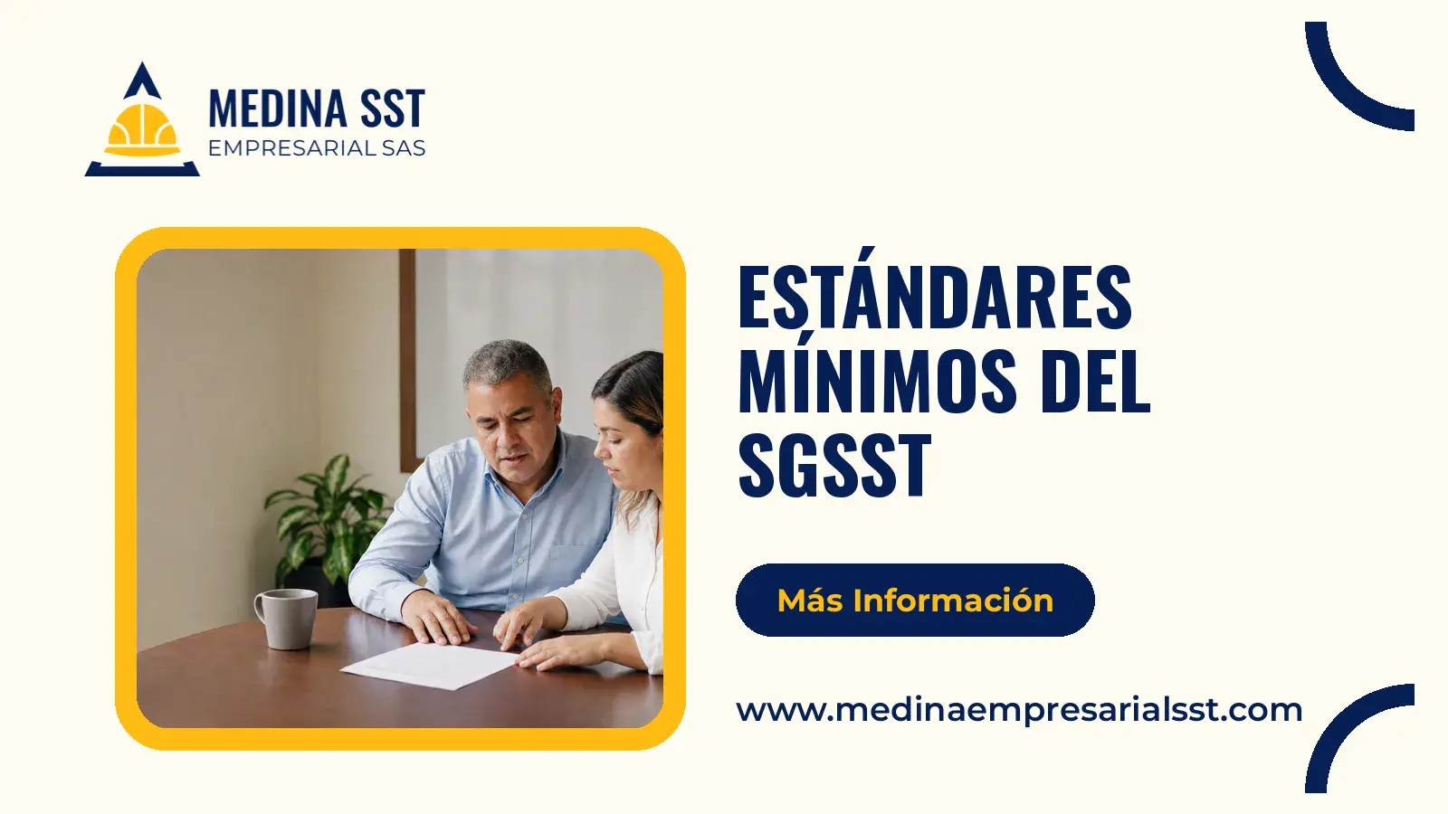 Estándares mínimos del SGSST, imagen destacada con el título del artículo y la marca de Medina SST Empresarial
